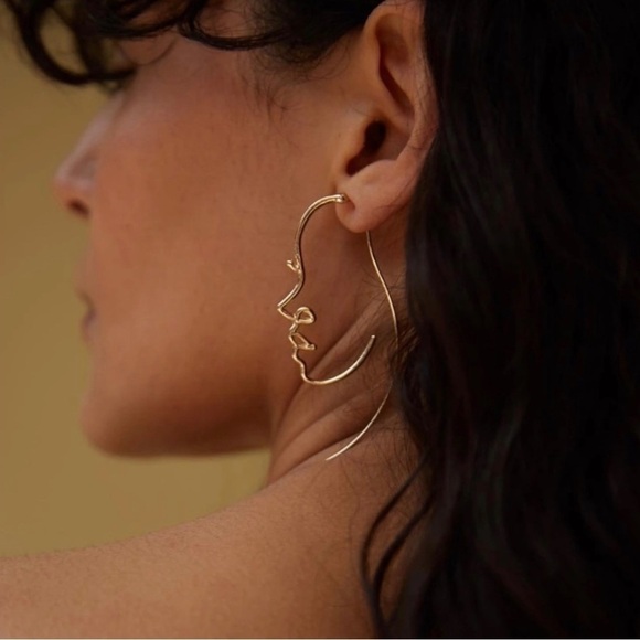 Free People Gold Tessa Silhouette Face Earrings - Picture 2 of 7